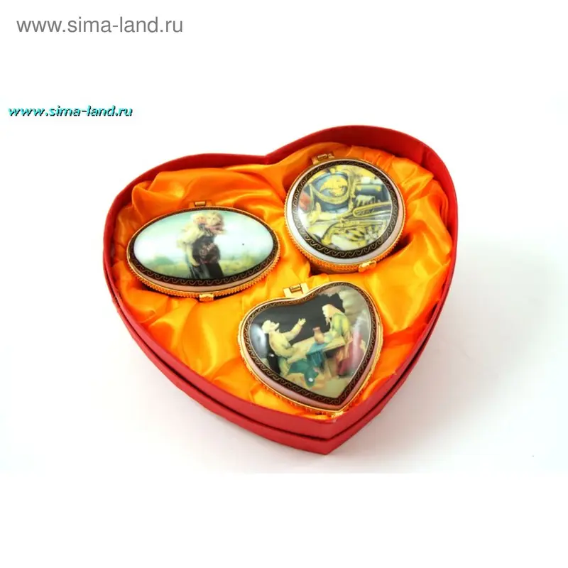 шкатулка фарфор набор 3 шт АССОРТИ 17*18,5см