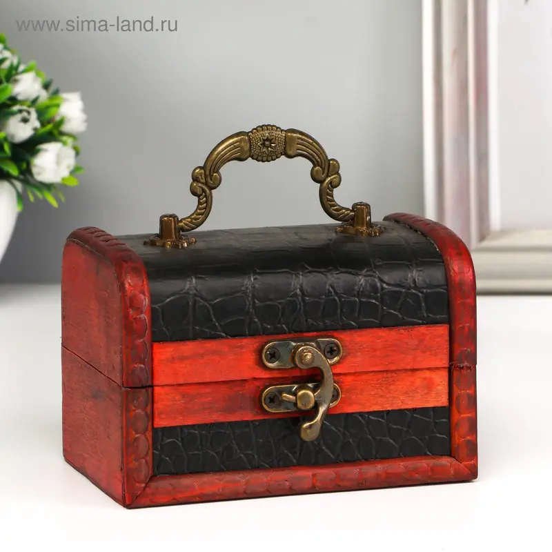 Шкатулка для украшений «Сундук с ручкой. Рептилия», дерево, 12×8×8 см