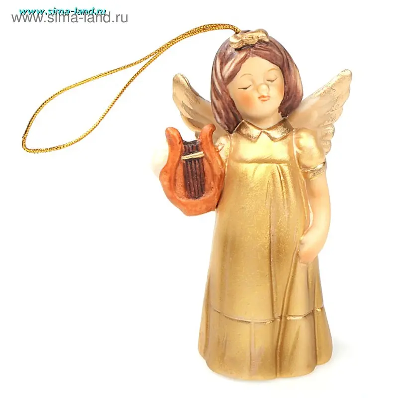 керамика ангелочек девочка с арфой 4,8*4*9,2 см 1 вид