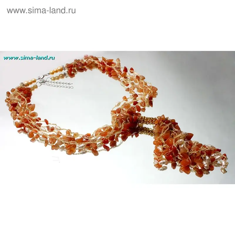 Кулон на бусах, кисть, крошка «Сердолик», 80см