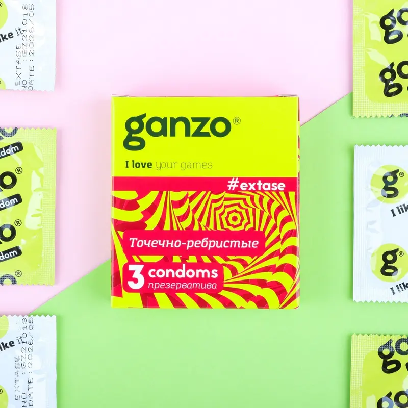 Презервативы «Ganzo» Extase, ребристые, 3 шт