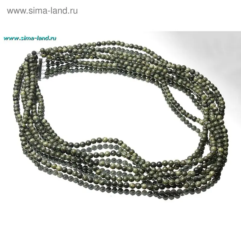 Бусы в 5 рядов «Змеевик», 60см