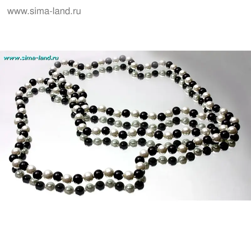 Бусы шар №8 «Майорка», цвет, цвет черно-белый, 120см