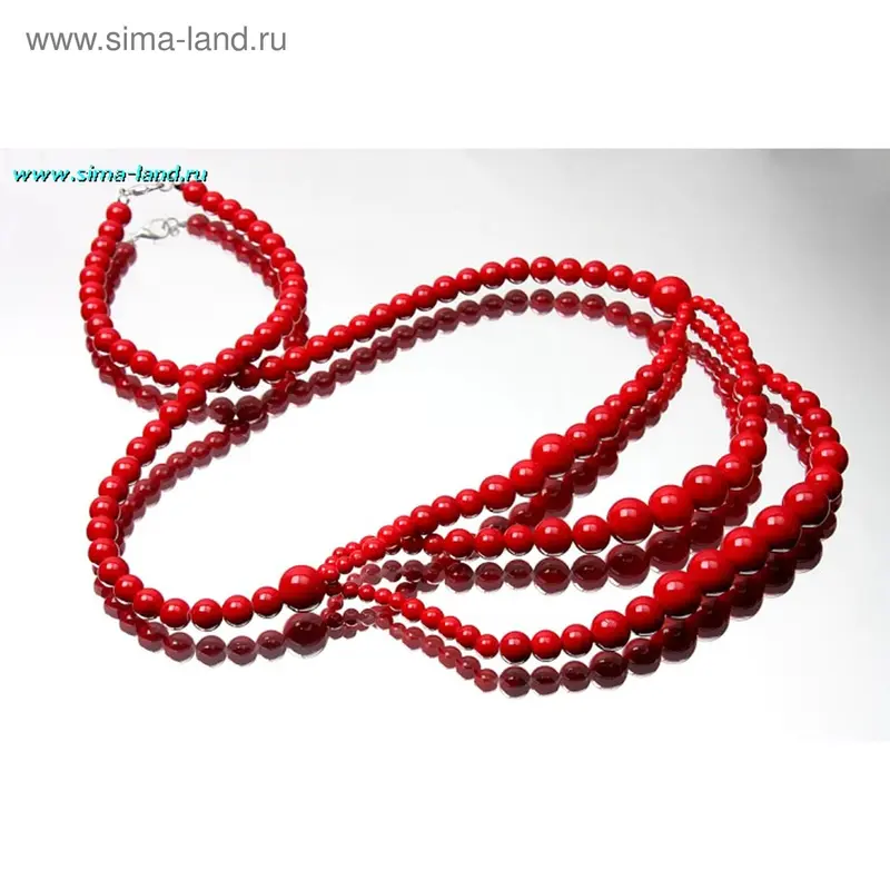 Бусы 3 яруса «Коралл» сударушка, 75 см