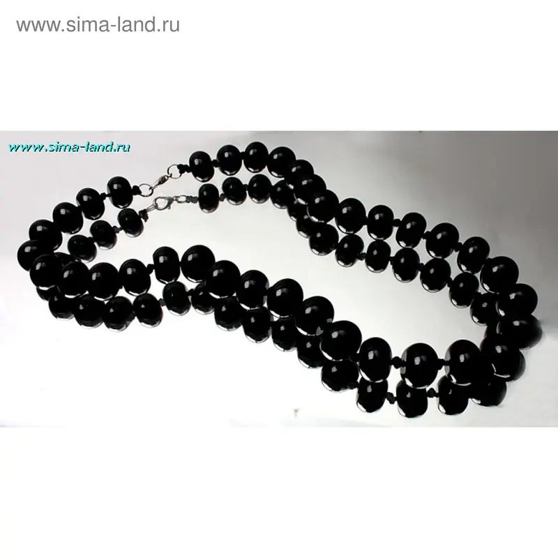 Бусы шар №8 «Агат чёрный», 50см