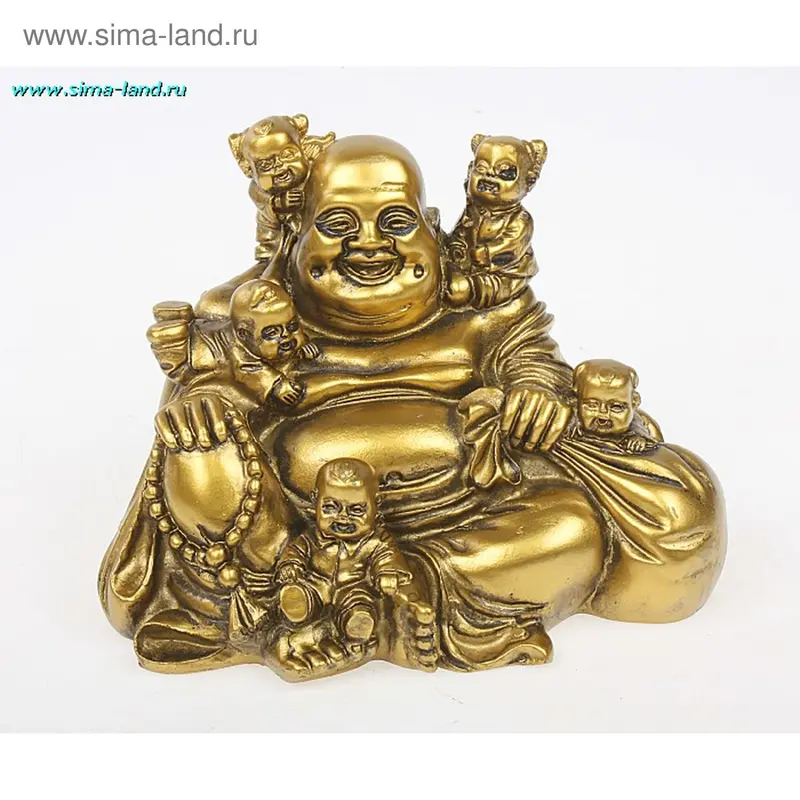 Нэцкэ броза "Хотей с детьми и мешком" 14 х 11 х 9 см