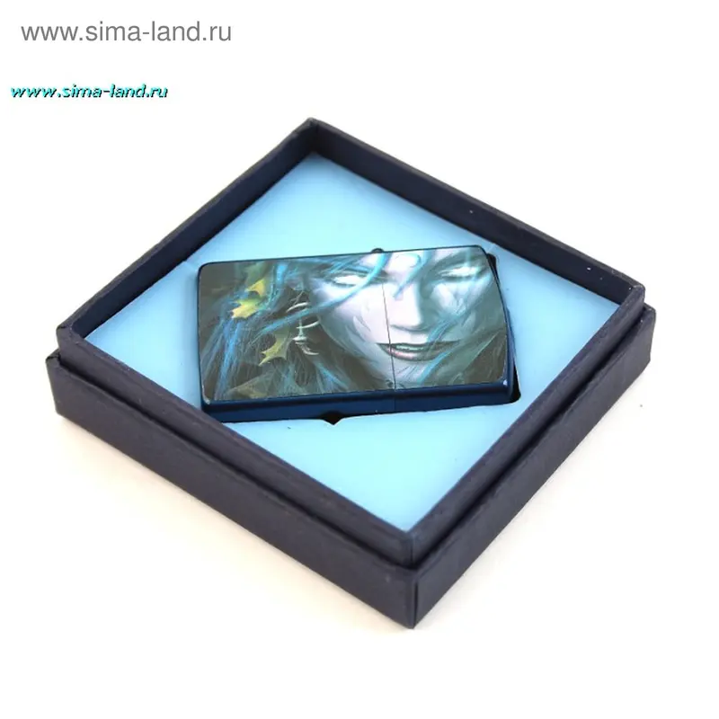 Зажигалка бензиновая, наклейка - лик девушки, в коробке