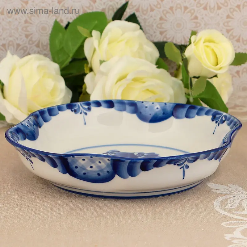 Миска "Цветение", гжель, фарфор, 2с