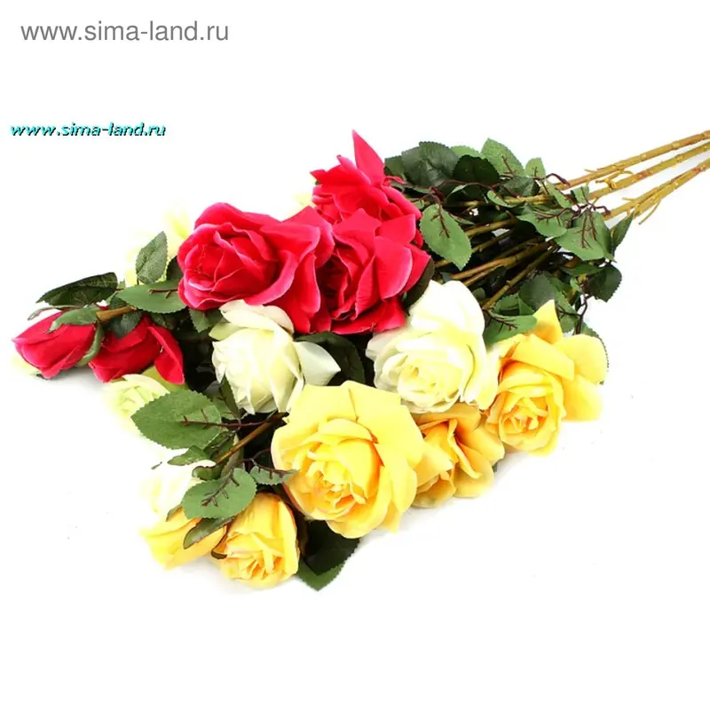 цветы искусственные роза куст 115 см 4344 3 цвета d=11 см h=5 см