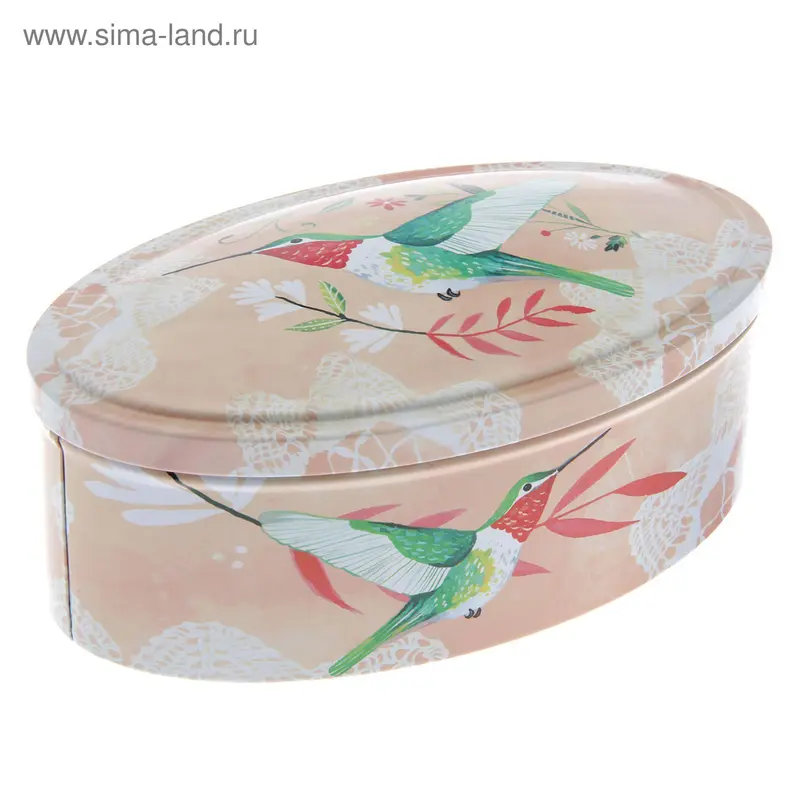 Шкатулка металл "Колибри" 7,5х18х11,5 см