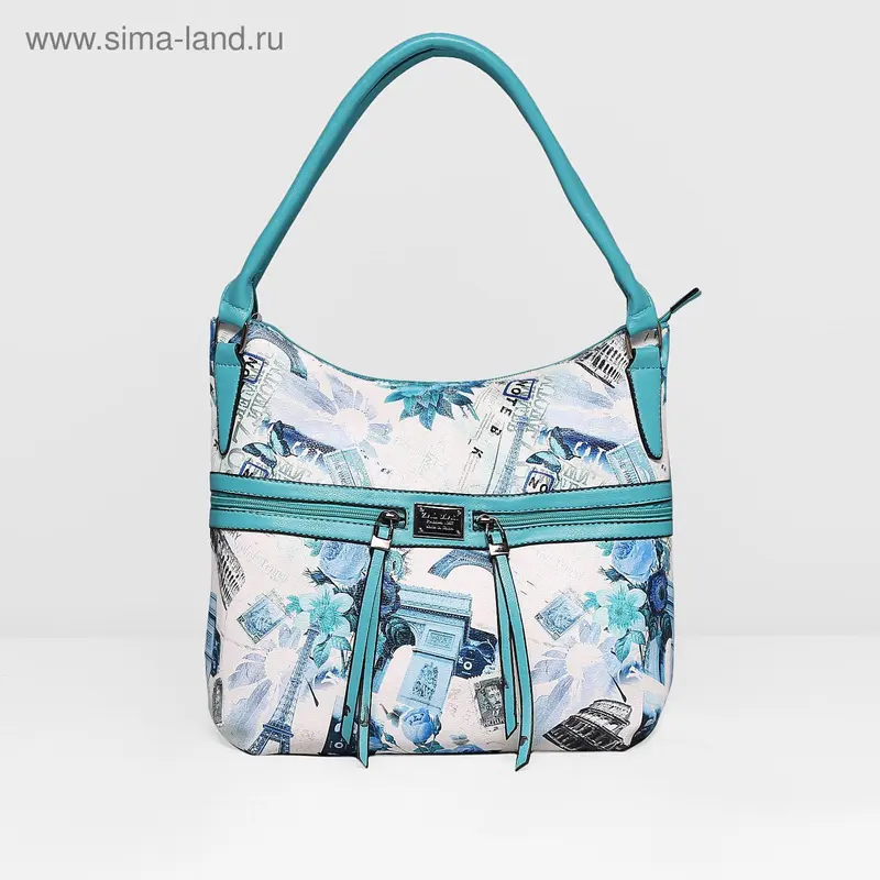 Сумка жен L-0689, 35*13*28, отд с перег на молнии, 3 н/кармана, бирюза