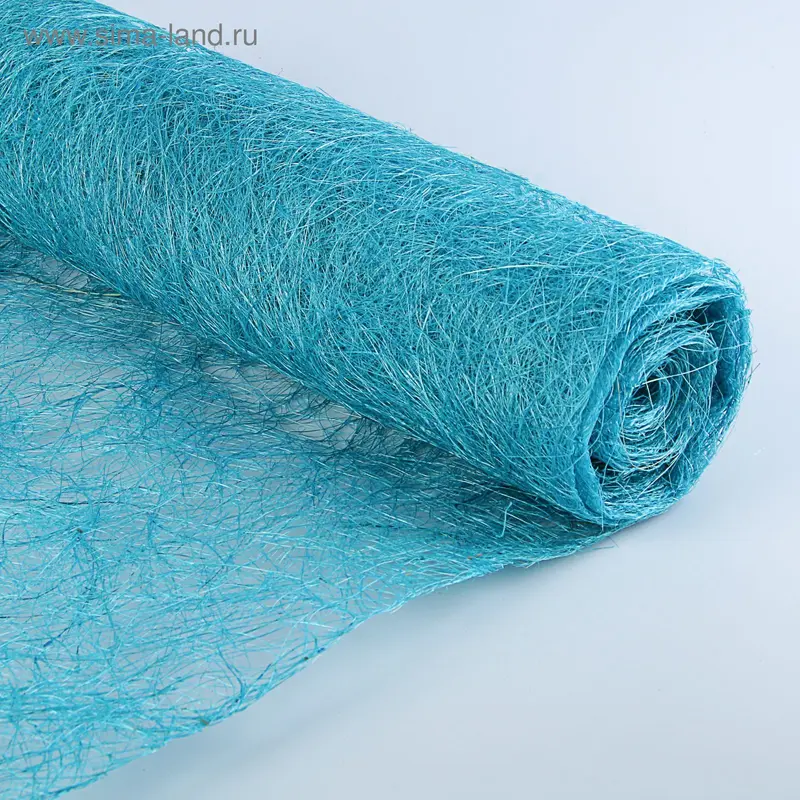 Абака натуральная тонкая, бирюза, 48 см x 4.5 м