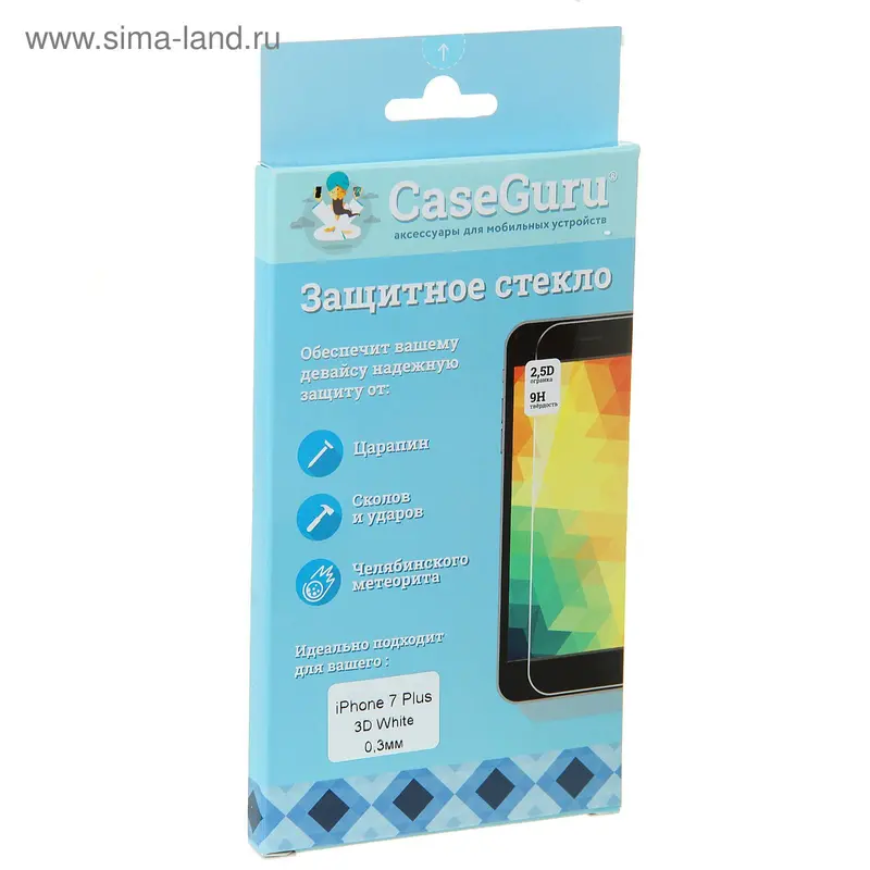 Защитное стекло 3D CaseGuru для Iphone 7 Plus White, 0,3 мм, белое
