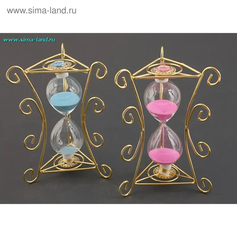 Часы песочные, трёхгранные, ажурные, под золото