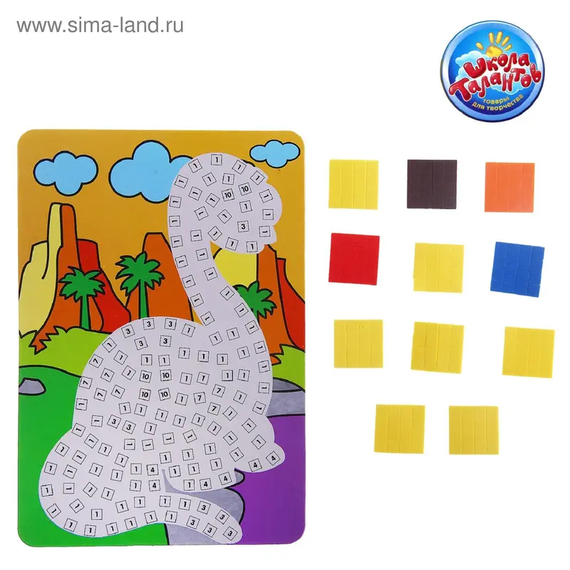 мозаика на бумаге динозавр в пак 20*15*0,6