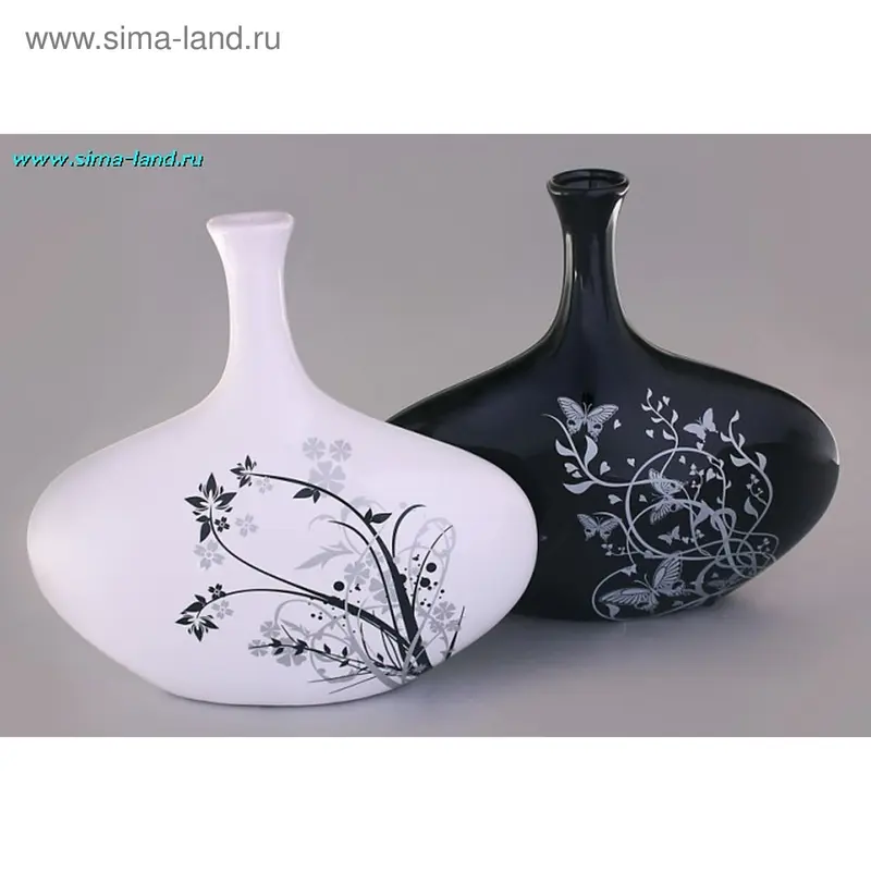 ваза керамика черно/белая узор лето 28*30 см