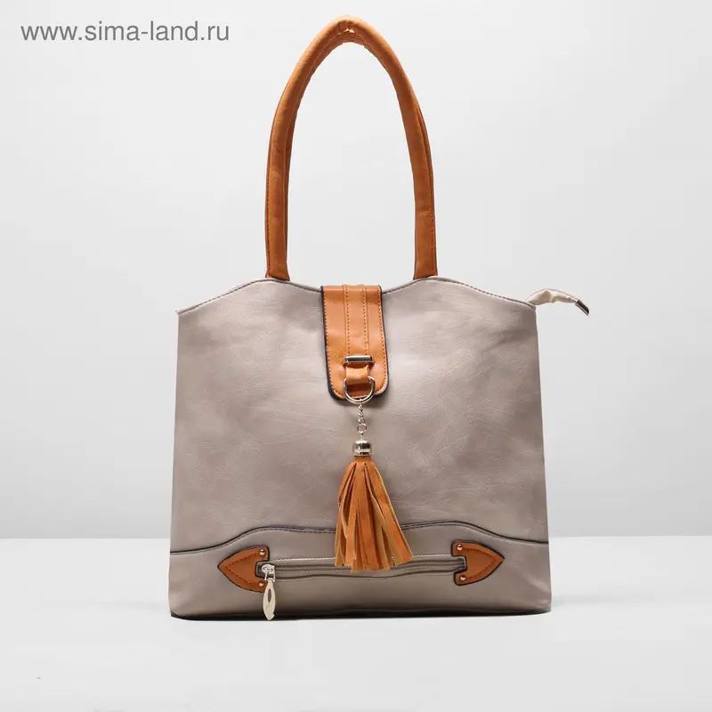 Сумка жен L-6563, 33*12*30, отд на молнии, 2 н/кармана, бежевый