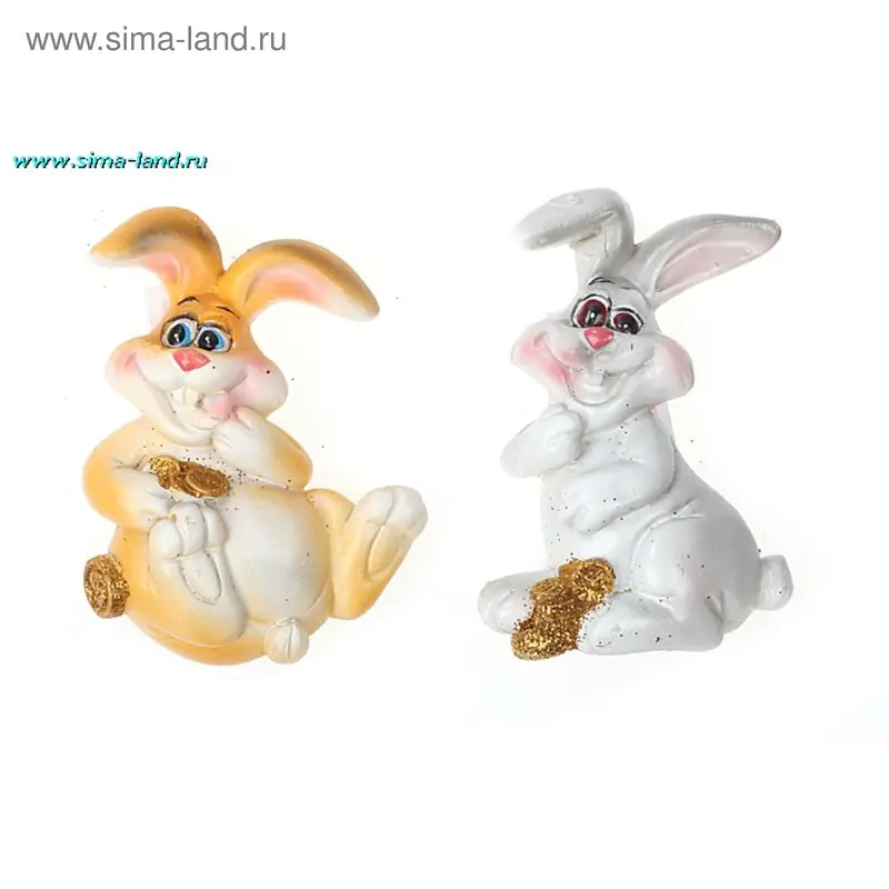 магнит полистоун хитрый кролик с монетками 5,5*4 см