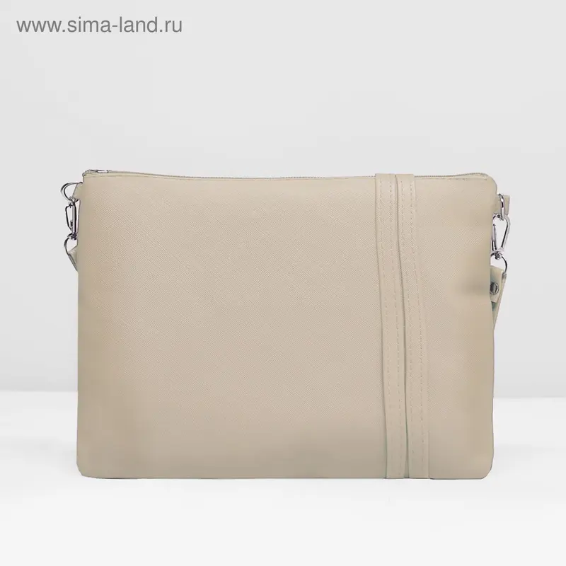 Клатч жен Классика, 26*1*20см, отдел на молнии, длин ремень, молочный