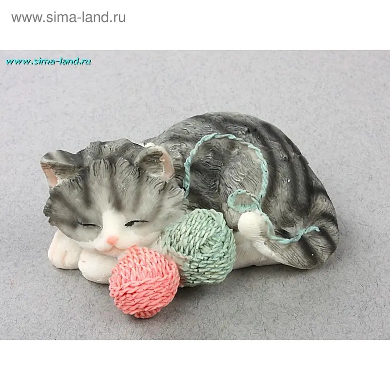 полистоун котёнок с клубком 83307B 10*4 см