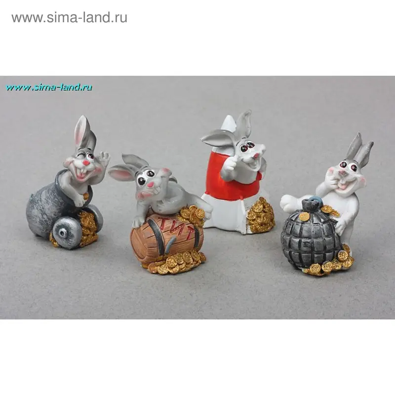 полистоун крольчонок шалун 6*4 см (набор 8 шт)