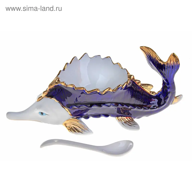 Икорница "Осетр с ложкой", фарфор