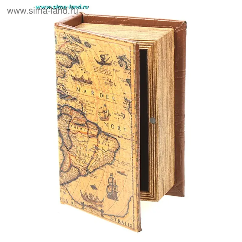 шкатулка дерево книга KSH2519-10180 карта 17*11*6 см