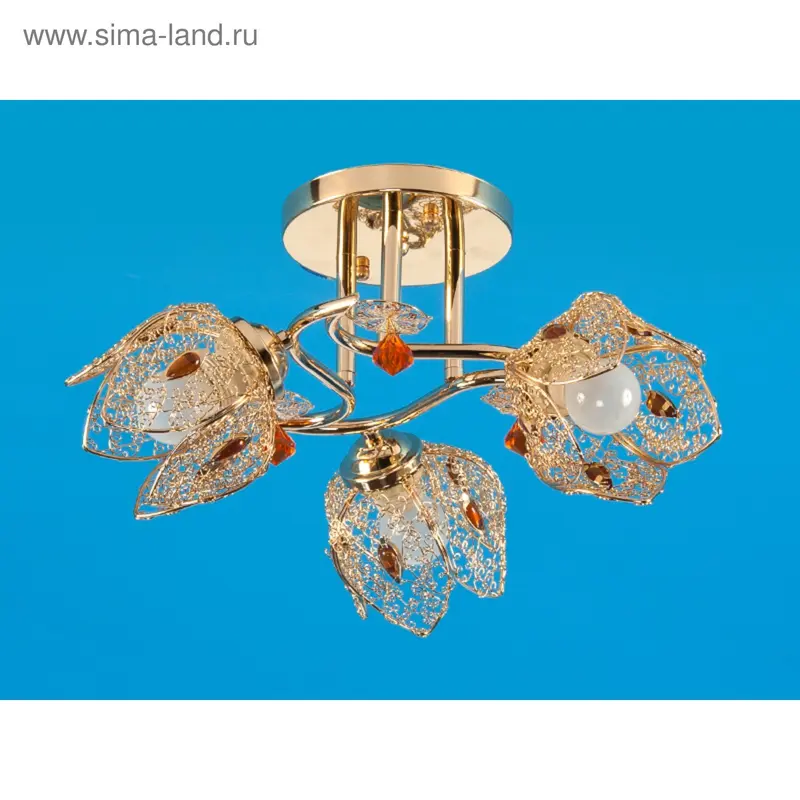 Люстра "Айвенго" 3 лампы 60W E27 золото 38х38х24 см
