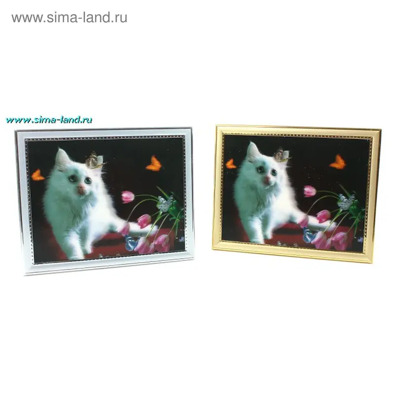 картина объемная 20*25 см пр д р котик тюльпан