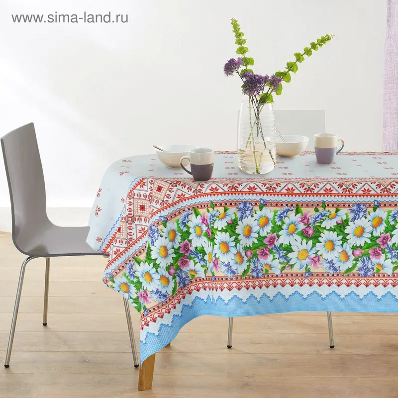 Скатерть Ромашки 150х150см рогожка