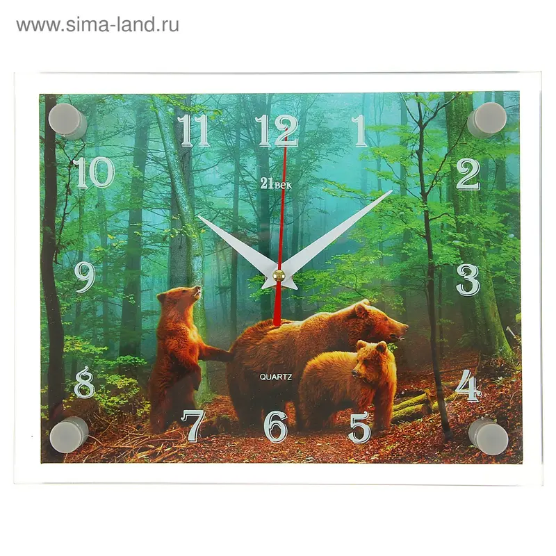 Часы настенные, серия: Животный мир, "Три медведя", 20х26 см