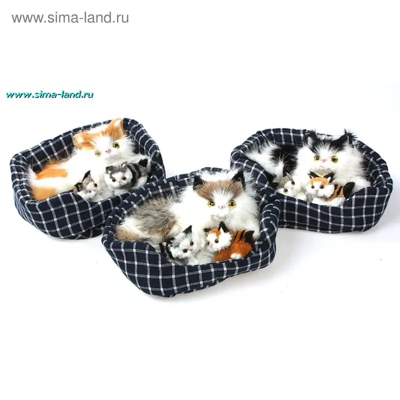 пушистик кошка с 2 котятами h=13