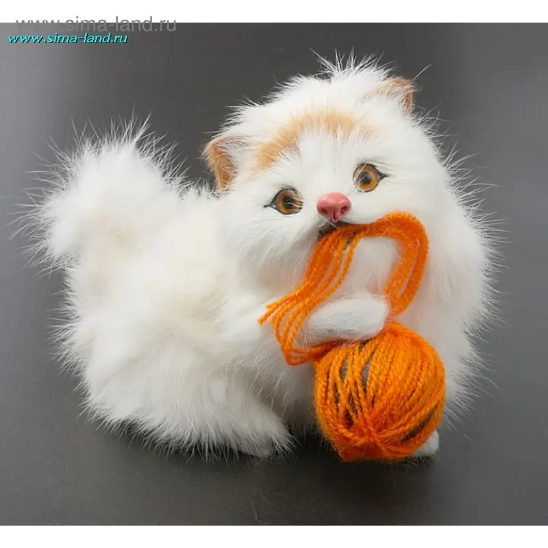 пушистик кошка с клубком h=15