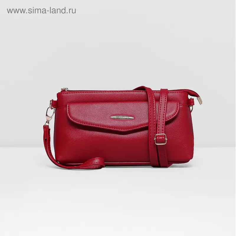 Клатч жен L-8011, 22*3*12, 3 отд, 2 н/кармана, с ручкой, длин ремень, красный