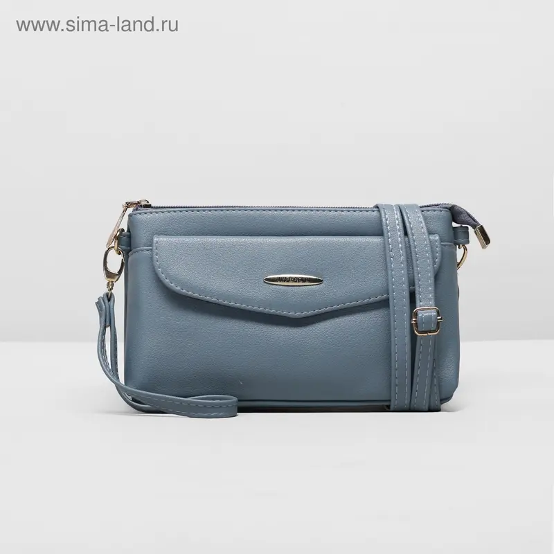 Клатч жен L-8011, 22*3*12, 3 отд, 2 н/кармана, с ручкой, длин ремень, голубой