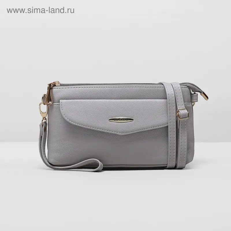 Клатч жен L-8011, 22*3*12, 3 отд, 2 н/кармана, с ручкой, длин ремень, серый