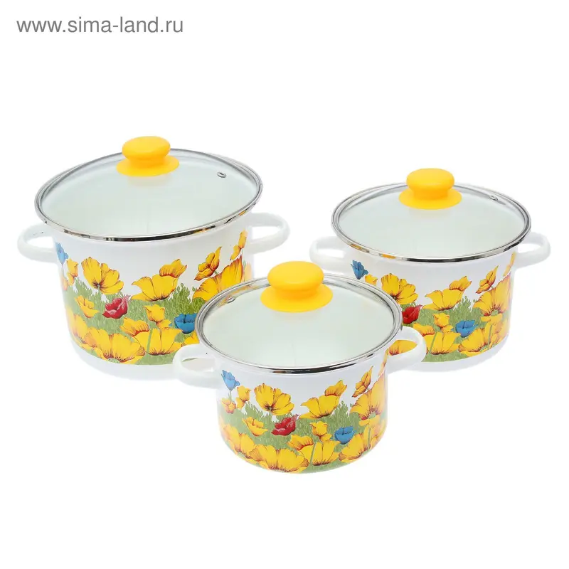 Набор кастрюль "Горицвет", 3 шт: 2 л, 3 л, 5,5 л