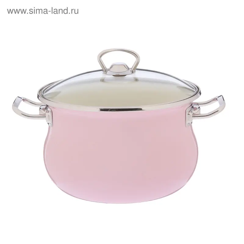 Кастрюля 3,5 л "Розовая", стеклянная крышка