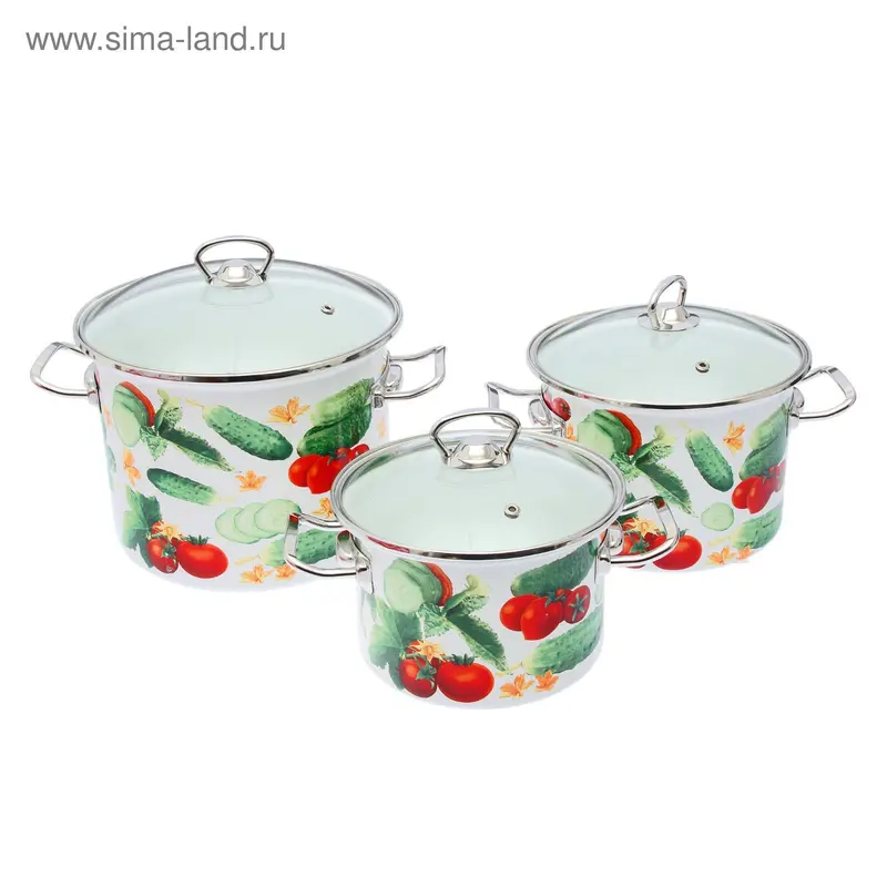 Набор кастрюль "Аякс", 3 шт: 2 л, 3 л, 5,5 л