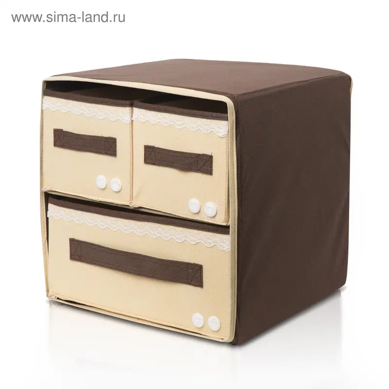 Короб для хранения, 3 выдвижных ящика "Chocolate Cake"