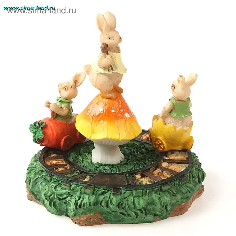 полистоун крольчата карусель 10*11 см