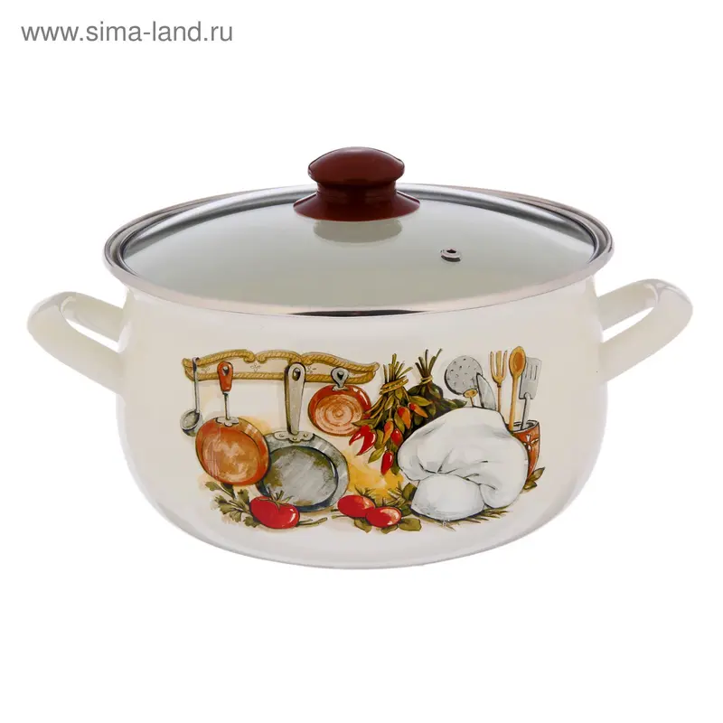 Кастрюля 5,1 л "Кухня", стеклянная крышка