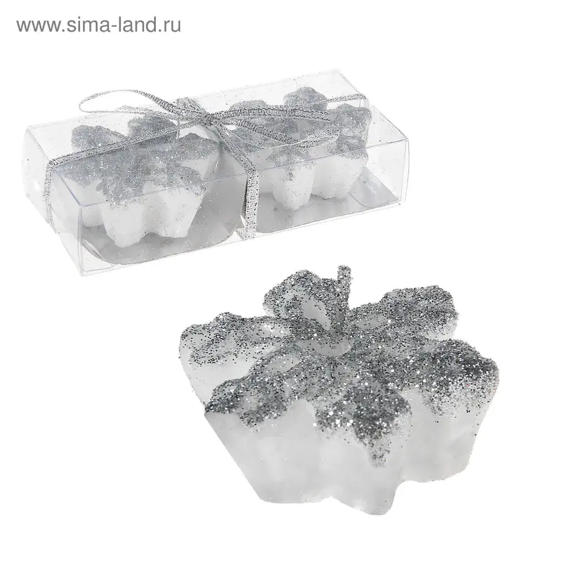 Свечи восковые (набор 2 шт) "Снежинка", цвет серебро