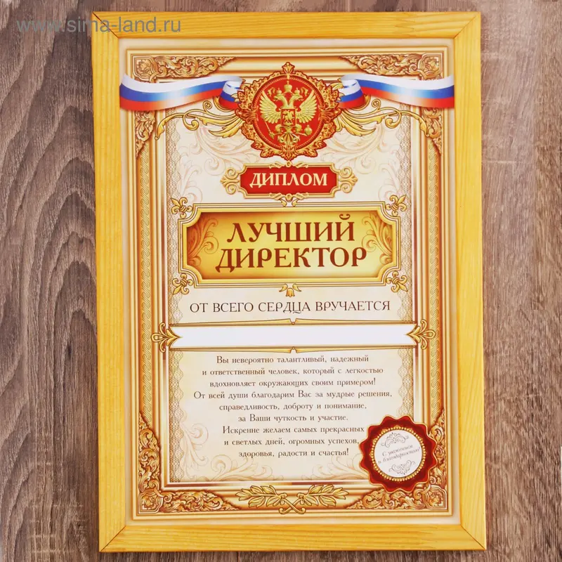 Диплом "Лучший директор" в рамке, 21*30 см