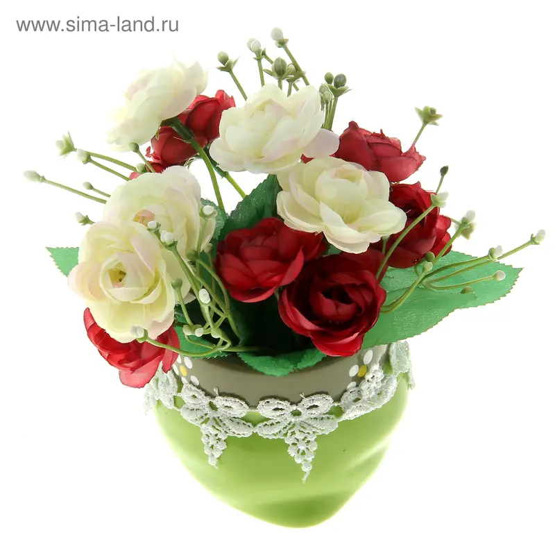 композиция мини стиль 16*9 см кружево розы
