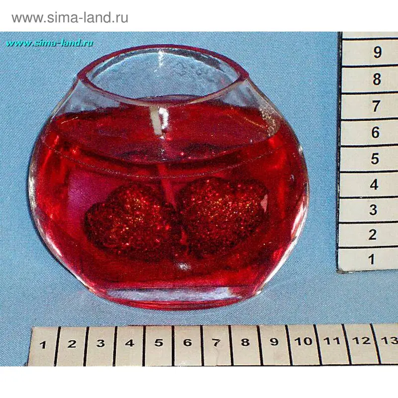 свеча гелевая G-77 (сердце красное) 9,5см (бокс 72 шт)