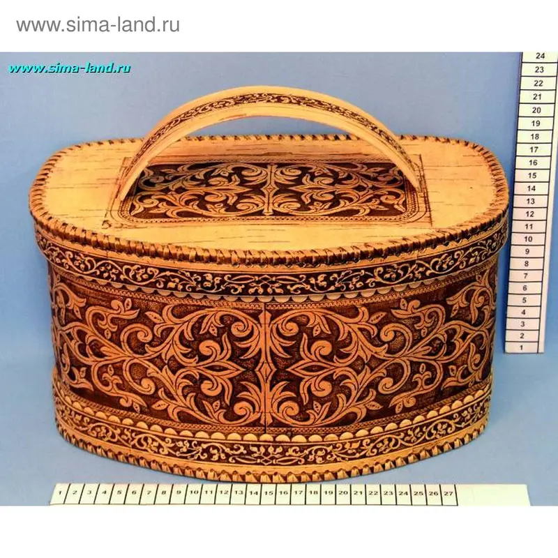 береста хлебница узор 33х20х17