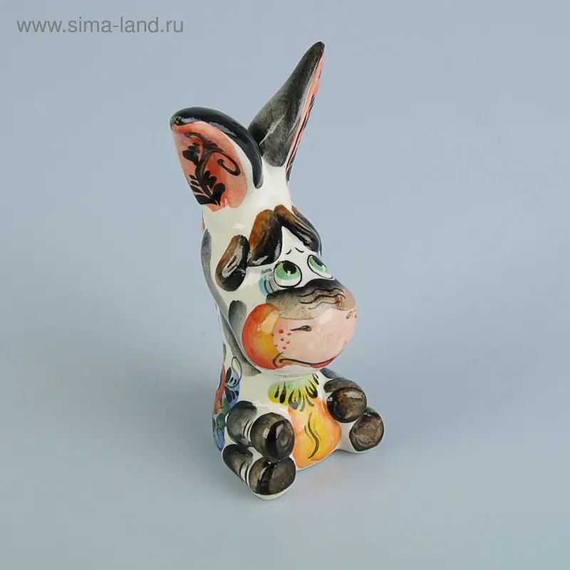Сувенир Осел большой, гжель, цвет