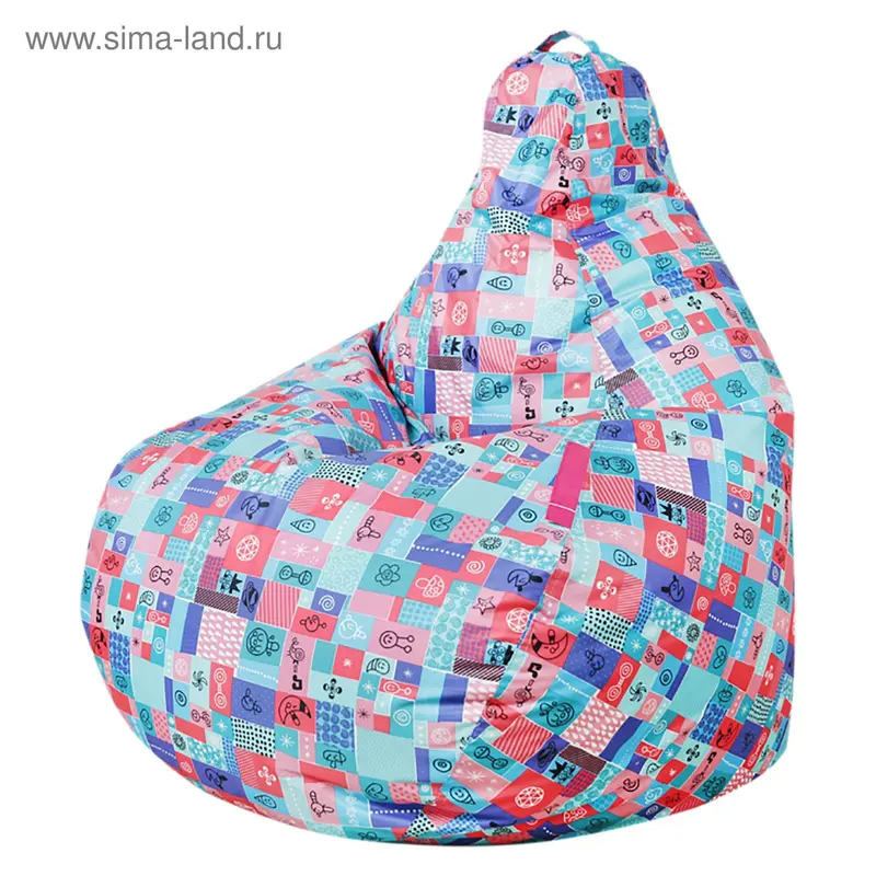 Кресло-мешок Капля S d85/h130 цв ЛОСКУТКИ бирюзовый нейлон 100% п/э