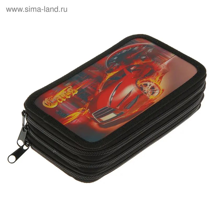 Пенал 3 секции 190 х 110 мм, 12-3D Red car, пластик с 3D эффектом